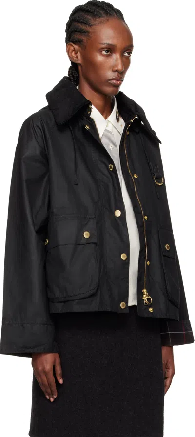 Barbour Black Reighton Spey Waxed Jacket In Black