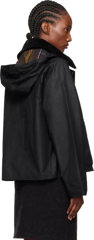 Barbour Black Reighton Spey Waxed Jacket In Black
