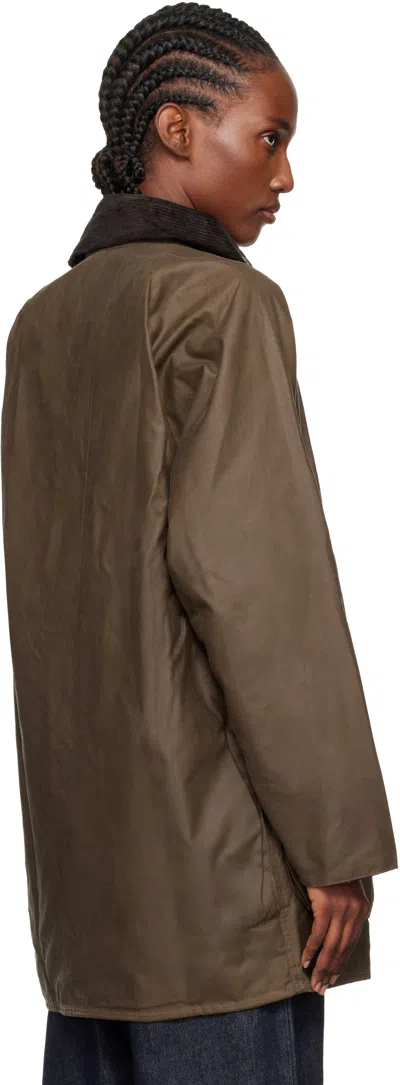 Barbour Brown Beaufort Waxed Jacket In Animal Print