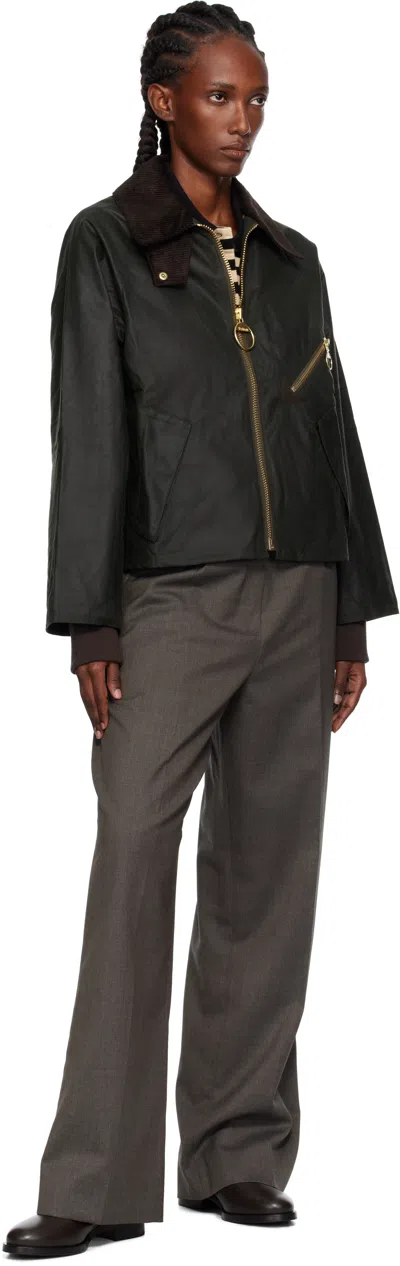 Barbour Green Arlene Waxed Jacket In Multi