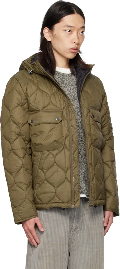 Barbour Khaki Re-engineered Hooded Spey Quilted Jacket In Green