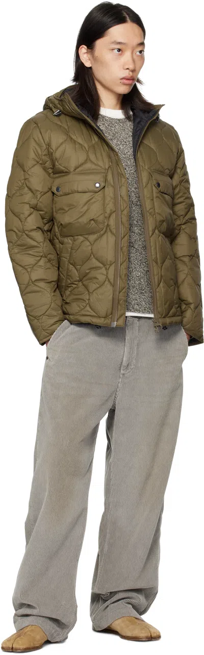 Barbour Khaki Re-engineered Hooded Spey Quilted Jacket In Green