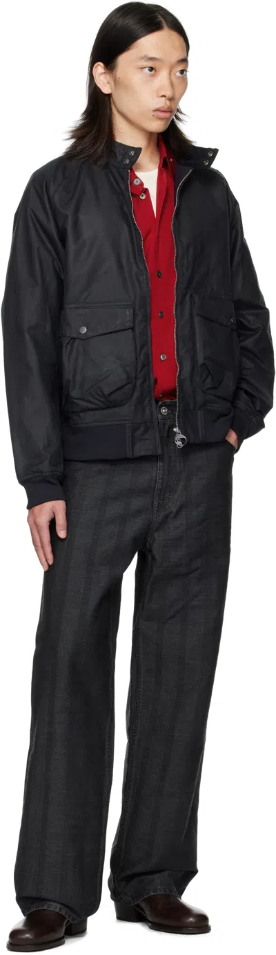 Barbour Navy Modern Royston Waxed Jacket In Black