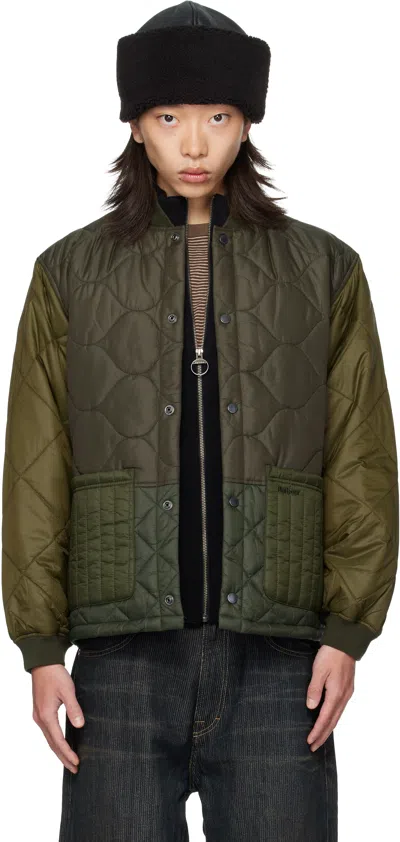 Barbour Khaki Cording Quilted Jacket In Green