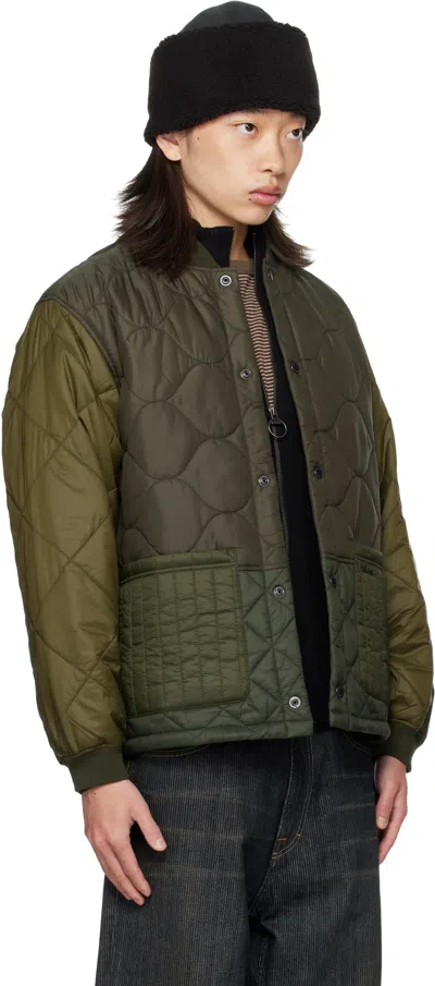 Barbour Khaki Cording Quilted Jacket In Green