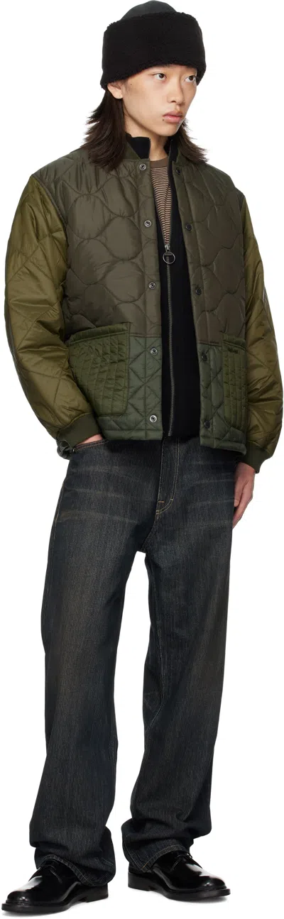 Barbour Khaki Cording Quilted Jacket In Green