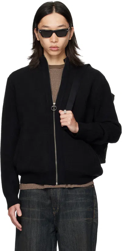 Barbour Black Milburn Zip Up Cardigan In Black