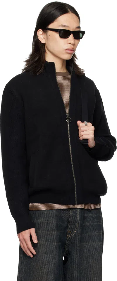 Barbour Black Milburn Zip Up Cardigan In Black
