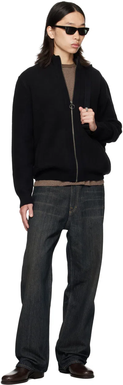 Barbour Black Milburn Zip Up Cardigan In Black