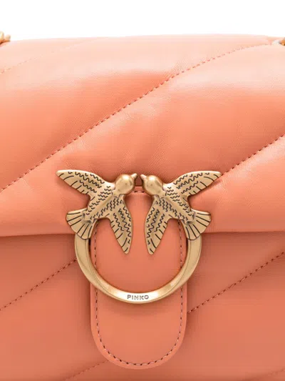 Pinko Elegant Leather Handbag In Orange