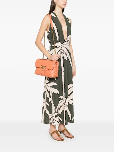 Pinko Elegant Leather Handbag In Orange