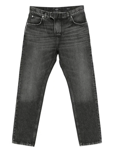 Balmain Jeans With Logo Appliqué In Black