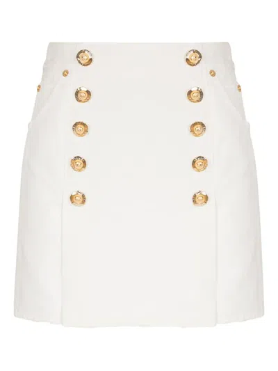 Balmain Canvas Skirt In Neutral