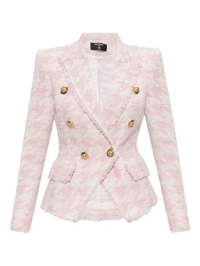 Balmain Fringed Blazer In Pink