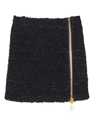Balmain Tweed Mini Skirt In Black