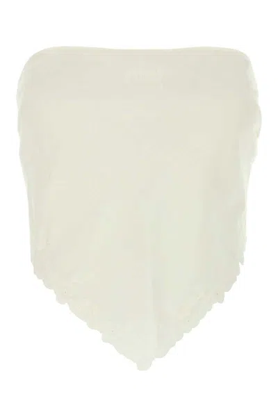 Miu Miu White Linen Blend Top In White