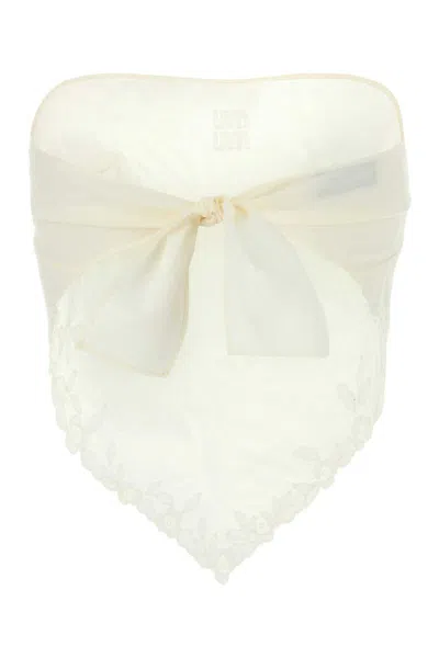 Miu Miu White Linen Blend Top In White