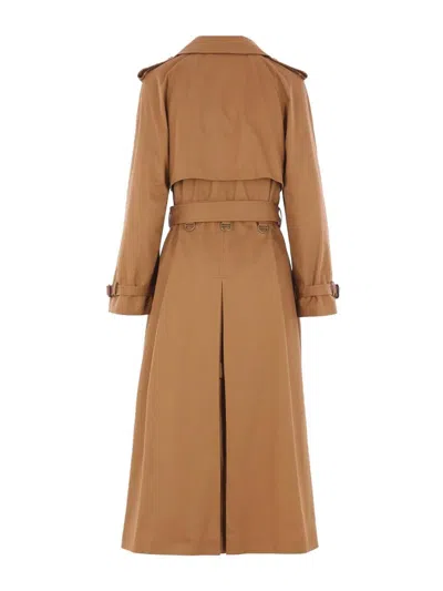 Chloé Long Water-repellent Beige Trench Coat In Cotton Gabardine In Brown