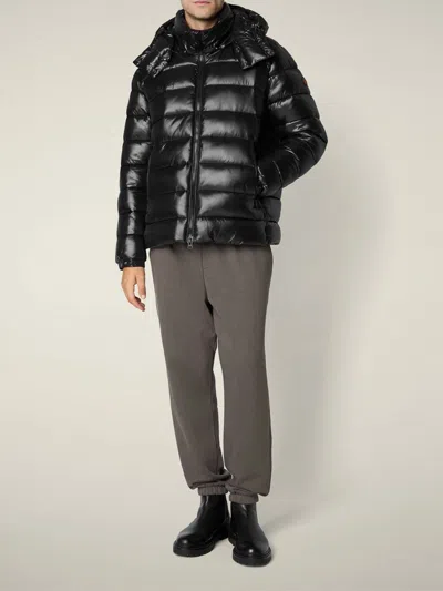 Save The Duck Florian Down Jacket With Lacquered Finish And Removable Hood Clothing In Black