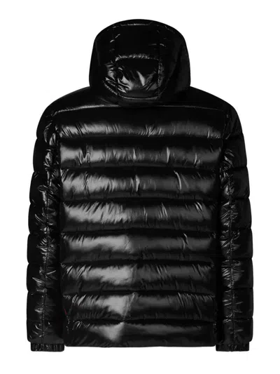 Save The Duck Florian Down Jacket With Lacquered Finish And Removable Hood Clothing In Black