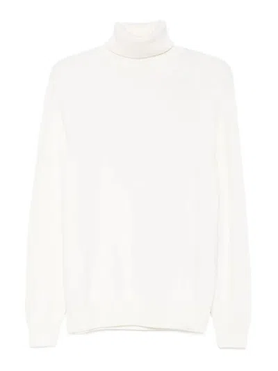 Paul & Shark High Neck Ribbed Sweater In White
