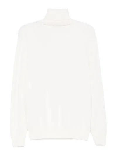Paul & Shark High Neck Ribbed Sweater In White