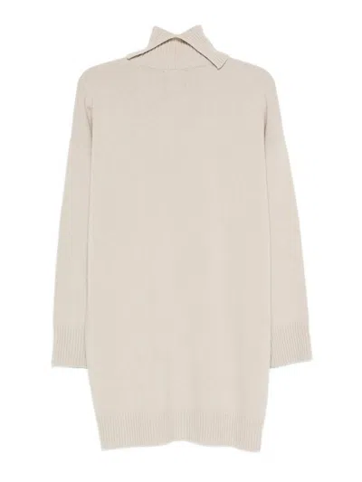 Roberto Collina Turtleneck Dress Dropped Shoulders Ribbed Cuffs In Animal Print