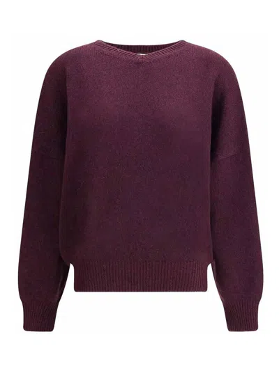 Khaite Nera Cashmere Knit Sweater In Purple