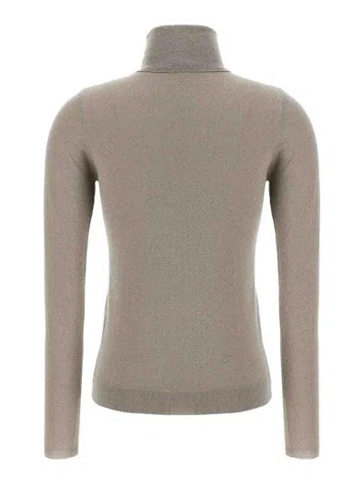 Brunello Cucinelli Sparkling Cashmere And Silk Lightweight Turtleneck Sweater In Brown