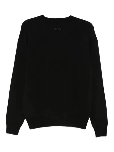 Msgm Creneck Pullover In Black