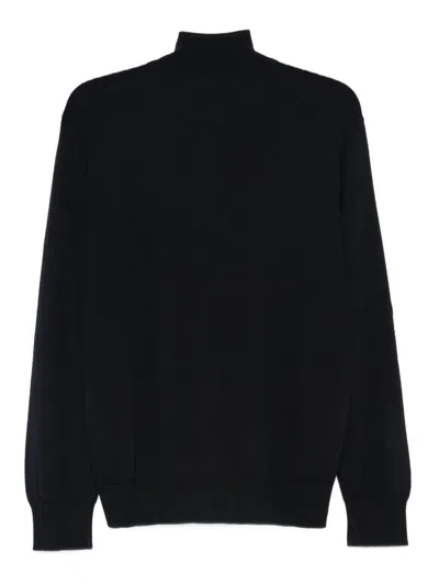 Paul & Shark Half-zip Sweater In Cotton And Cashmere In Black