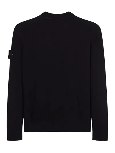 Stone Island Lightweight Wool Crew Neck Sweater In Black
