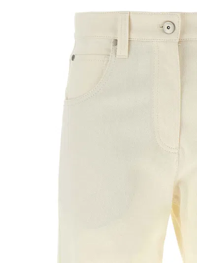 Brunello Cucinelli Crop Pants With Belt Loops And Pockets In Neutral