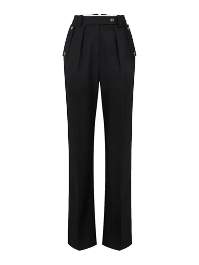 Elisabetta Franchi Gabardine Palazzo Trousers In Black