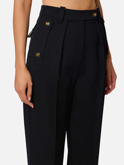 Elisabetta Franchi Gabardine Palazzo Trousers In Black