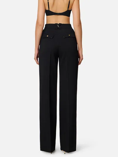 Elisabetta Franchi Gabardine Palazzo Trousers In Black