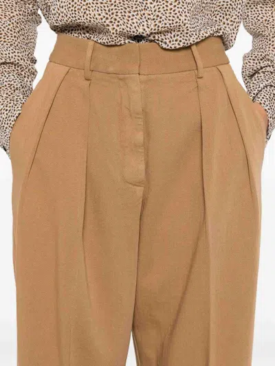 Forte Forte Beige Wide-leg Trousers With Pleated Front In Brown