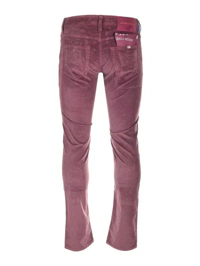 Jacob Cohen Velvet Trouser Trousers Bordeaux In Red