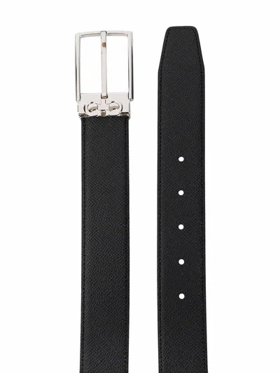 Ferragamo Black Reversible Belt With Gancini Buckle Belt