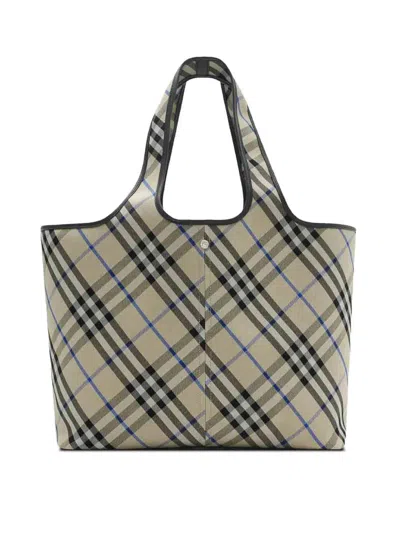 Burberry Medium Check Tote Bag In Black