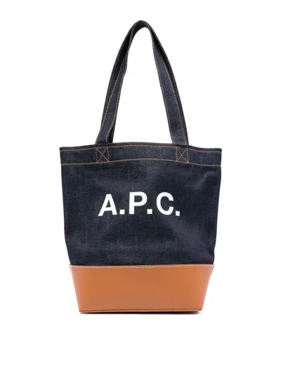 Apc A.p.c. Axel Small Denim Tote Bag In Blue