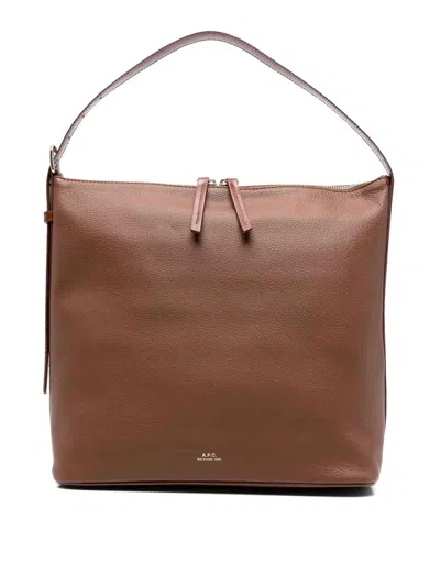 Apc A.p.c. Vera Leather Bag With Adjustable Strap In Sand