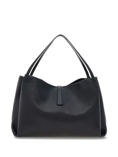 Ferragamo Buckle Double Handles Shoulder Bag In Black