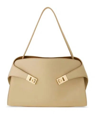 Ferragamo Hug Soft Medium Bicolor Shoulder Bag In Neutral