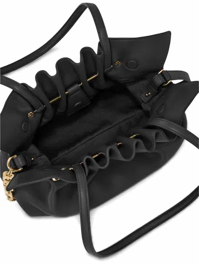 Ferragamo Black Crossbody Bag With Embossed Logo Lettering On The Front And Gancini In Leather Woman In Black