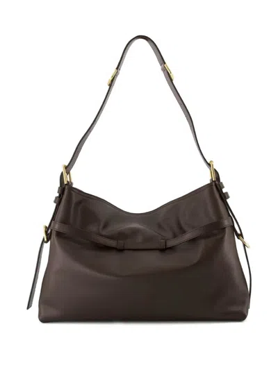 Givenchy Medium Voyou Calfskin Shoulder Bag With Buckle Fastening In Brown