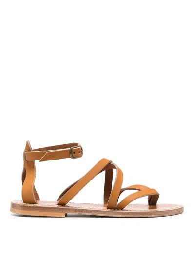 Kjacques K Jacques Ladies Brown Epicure Flat Leather Sandals In Multi
