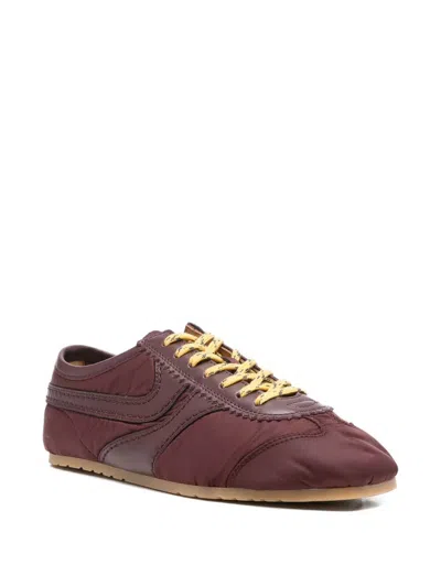 Dries Van Noten Low-top Nylon Running Sneakers With Leather Inserts In Red