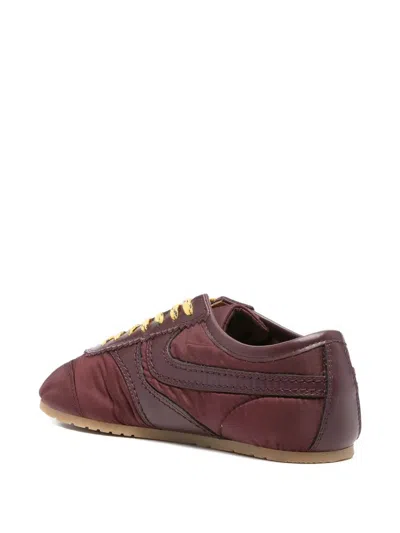 Dries Van Noten Low-top Nylon Running Sneakers With Leather Inserts In Red