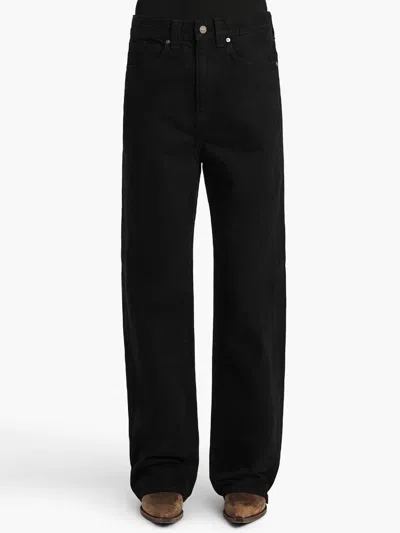 Khaite Bacall Low Rise Straight Jeans In Black